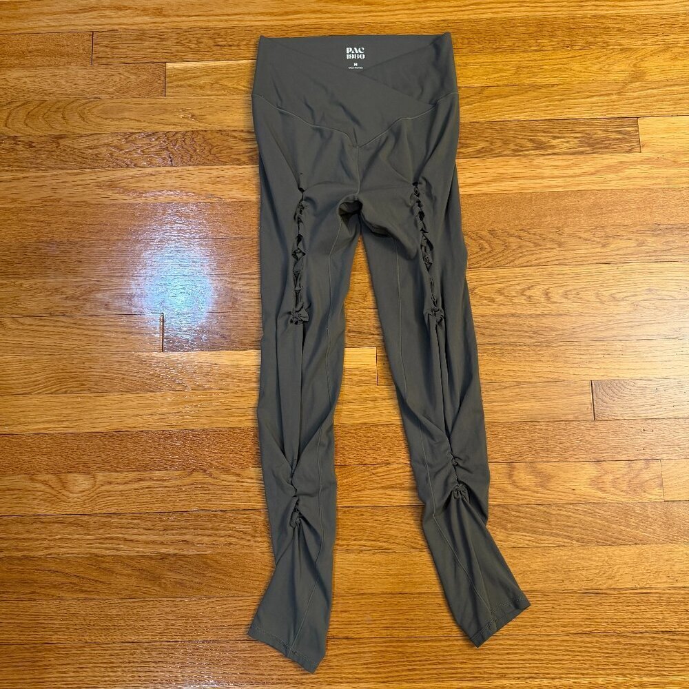 PAC 1980 PAC WHISPER Active Pants Cutouts Dark Green Leggings - Size Medium